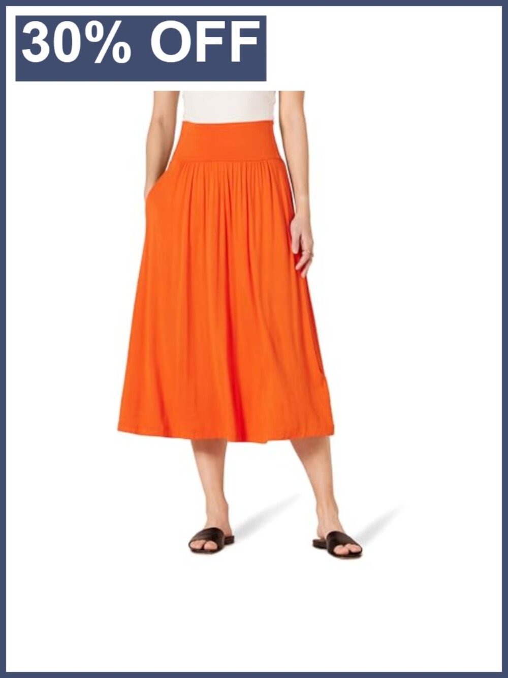 Viscose Stretch Jersey Pull On Midi Skirt Relaxed Fit Office Casual
